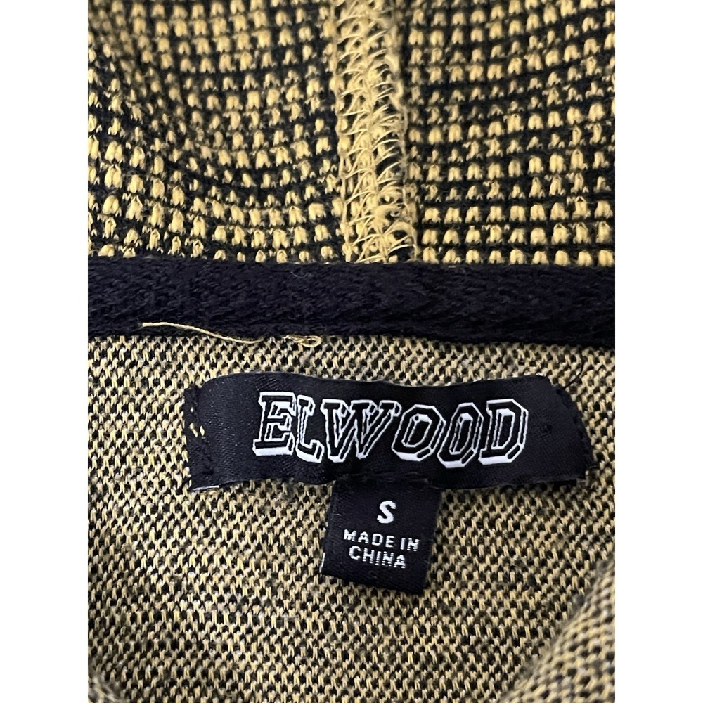 Elwood Short Sleeve Hoodie Men's Small Yellow Curved Hem Streetwear - Picture 2 of 5